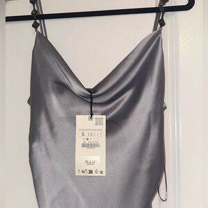BRAND NEW WITH TAGS Silver maxi slip dress